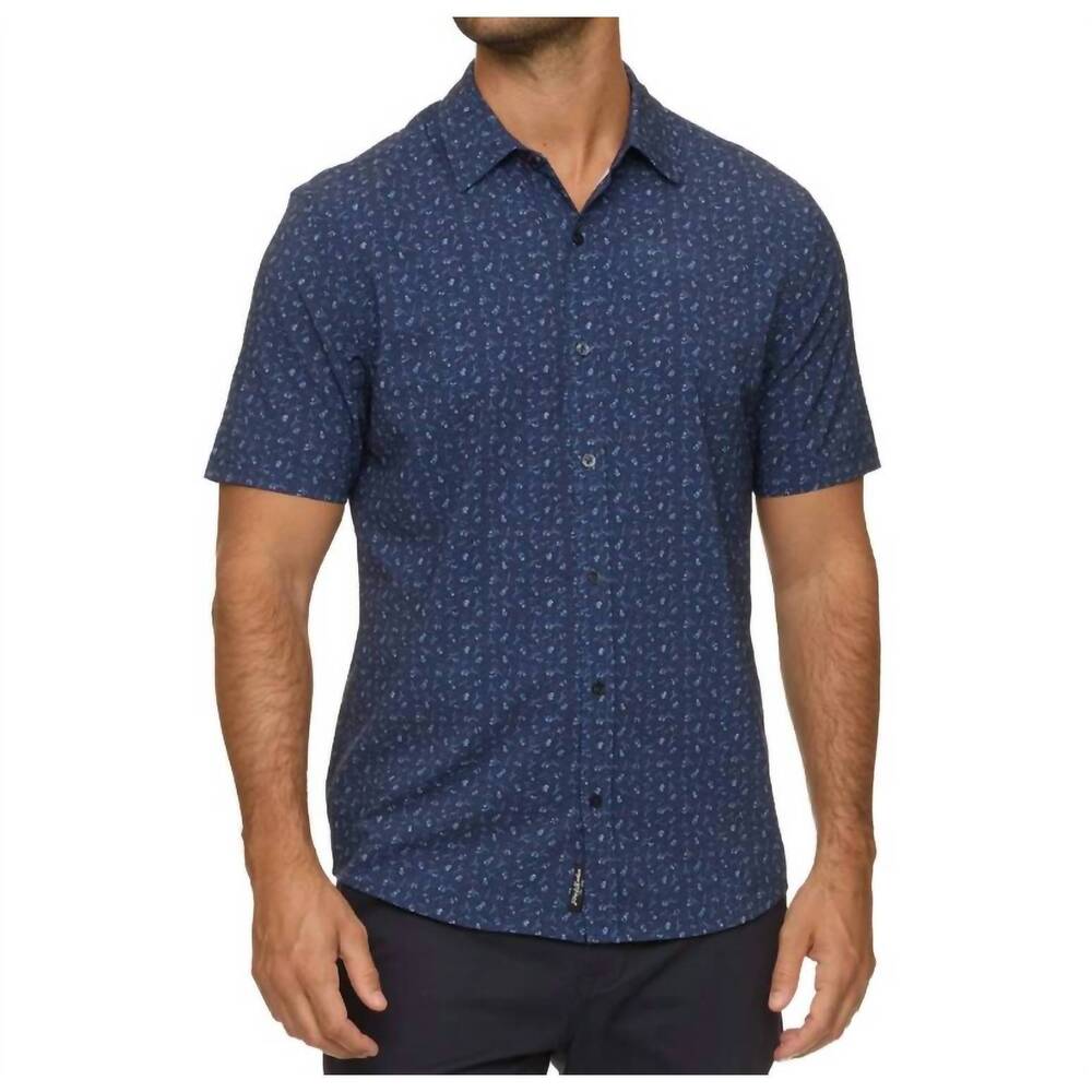NEW FLAGS & ANTHEM oakwood short sleeve floral print seersucker performance shir